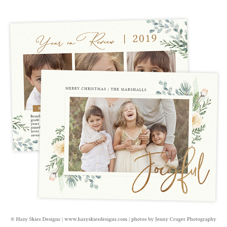 Joyful Year in Review Christmas Card Template For Holiday Card Templates For Photographers