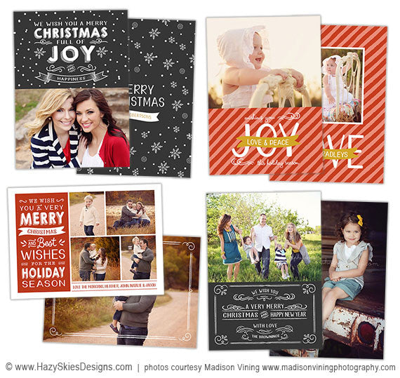 Christmas Card Templates for Photoshop | Warm Wishes Collection