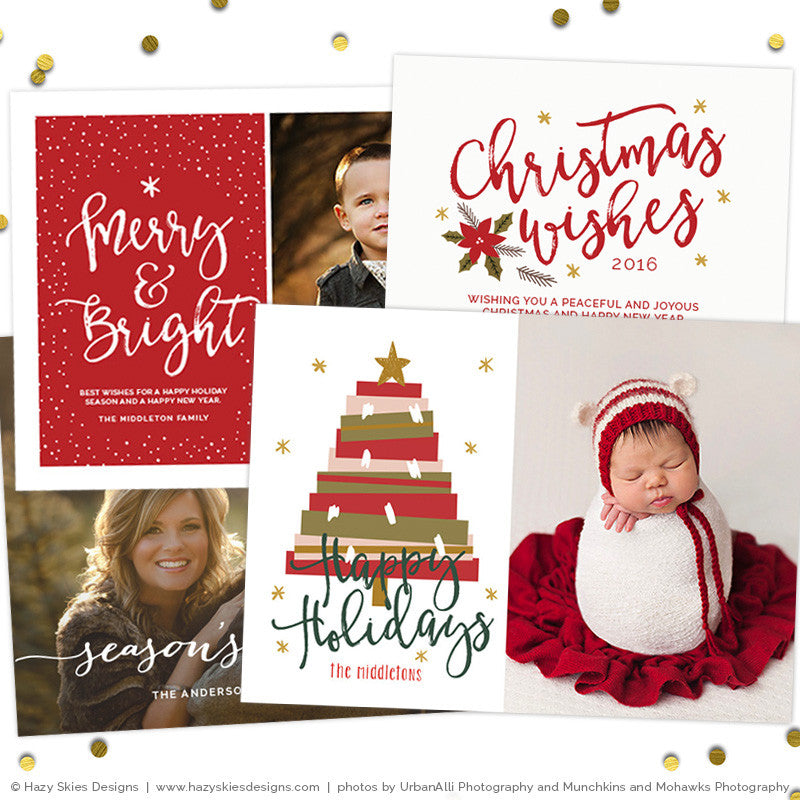 DIgital Christmas Card Templates for Photoshop HC8891 - Hazy Skies Designs, LLC