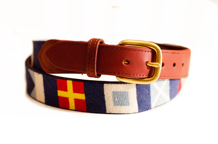 nautical flag needlepoint belt