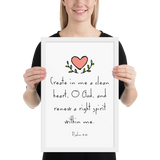 "Create in me a clean heart oh God" Christian Frame (11.7 X 16.5 inches)