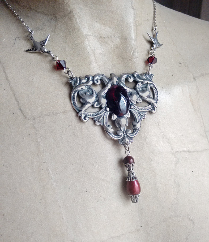 Victorian Necklace with red Garnet – Aranwen's Gothic Jewelry