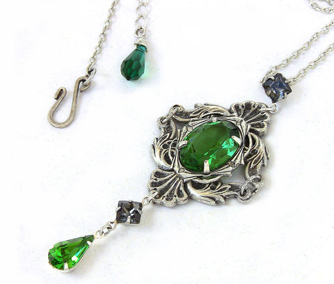 Green Gothic Necklace with Swarovski Crystal Rhinestones – Aranwen's ...