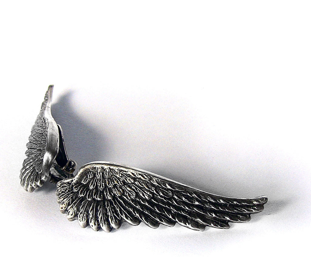 Серьги крылья серебро