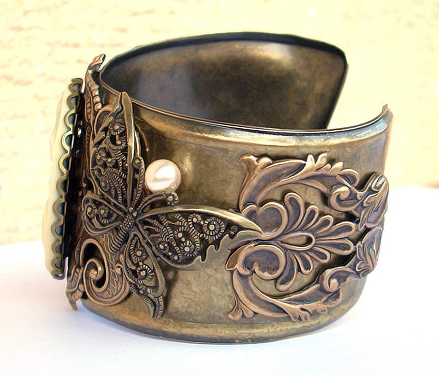 Cameo Brass Cuff Bracelet – Aranwen's Gothic Jewelry