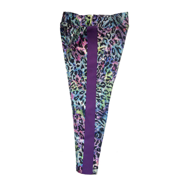 Girls Rainbow Cheetah Legging, Purple Stripe, Size 4T, 8y, 14y