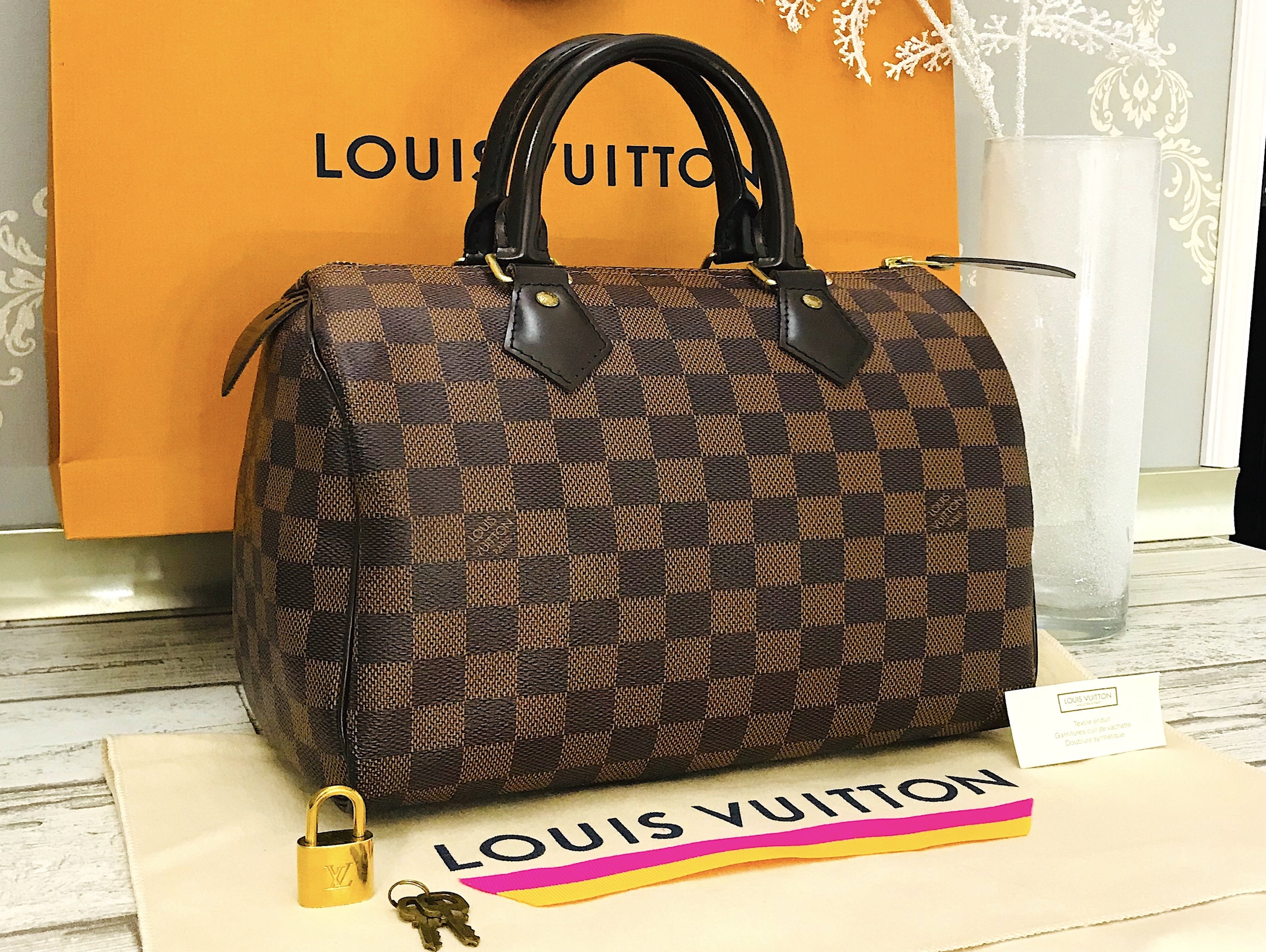 LOUIS VUITTON France LV Speedy 25 Damier Ebene Bag Handbag CT0127 – luxpora