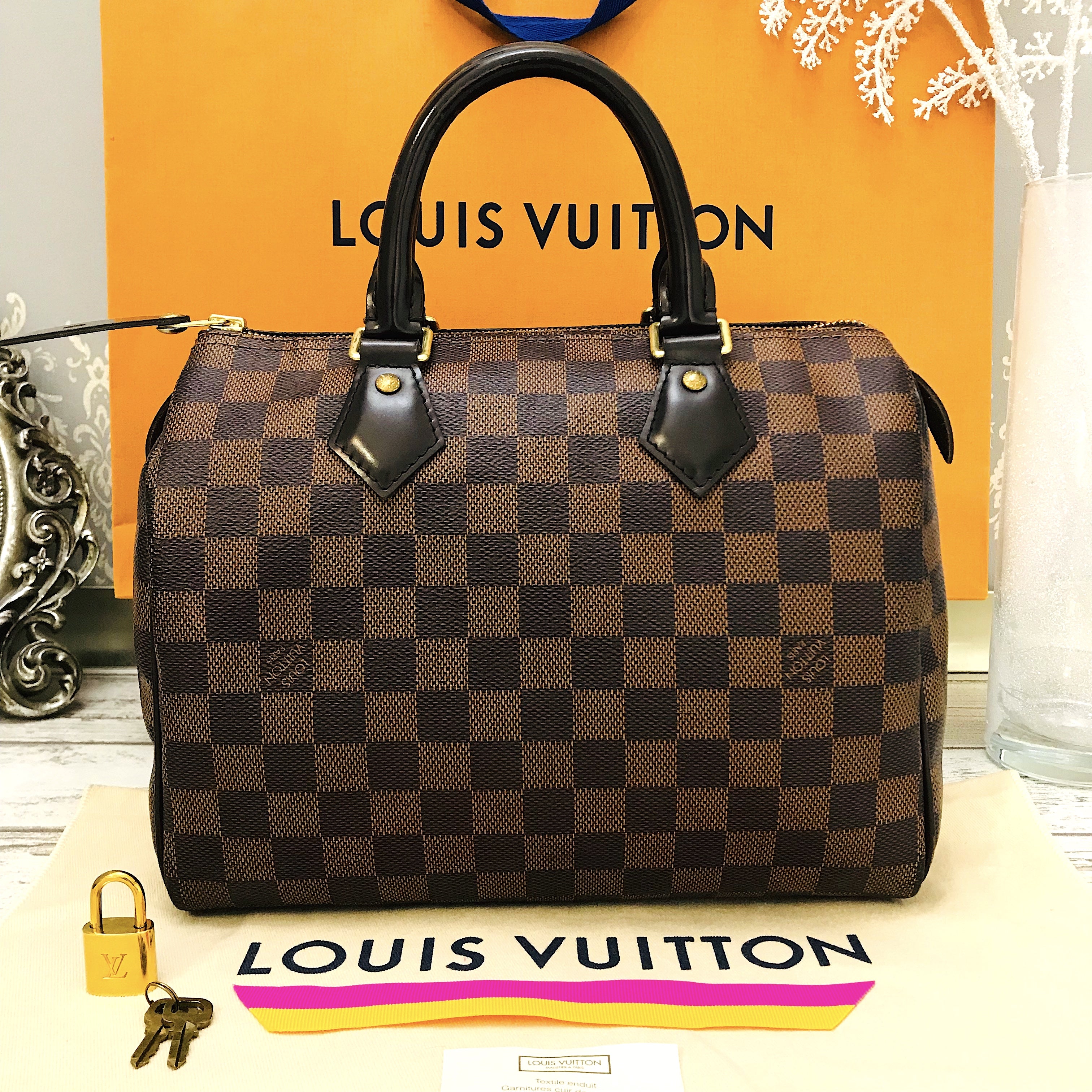 LOUIS VUITTON France LV Speedy 25 Damier Ebene Bag Handbag CT0127 – luxpora