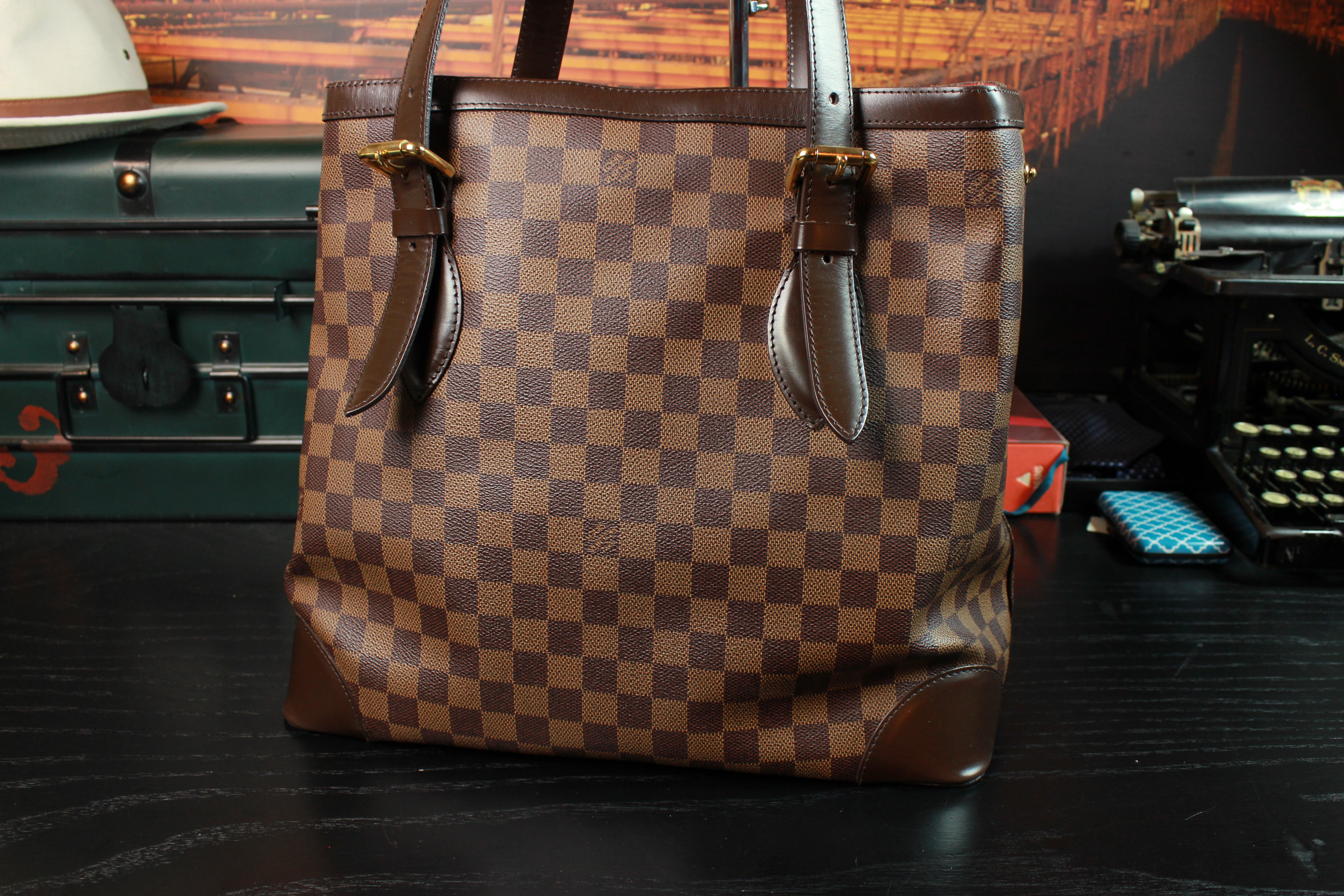 LOUIS VUITTON France Authentic Hampstead GM Damier Ebene Tote Handlbag – luxpora