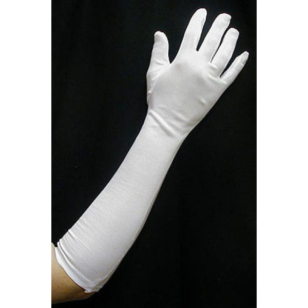 white elbow length gloves