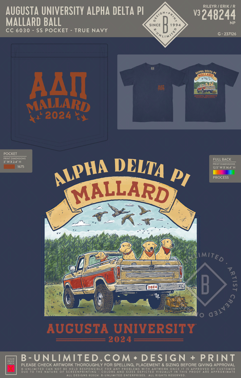 Augusta University Alpha Delta Pi - Mallard Ball (True Navy) - CC - 6030 - SS Pocket - True Navy