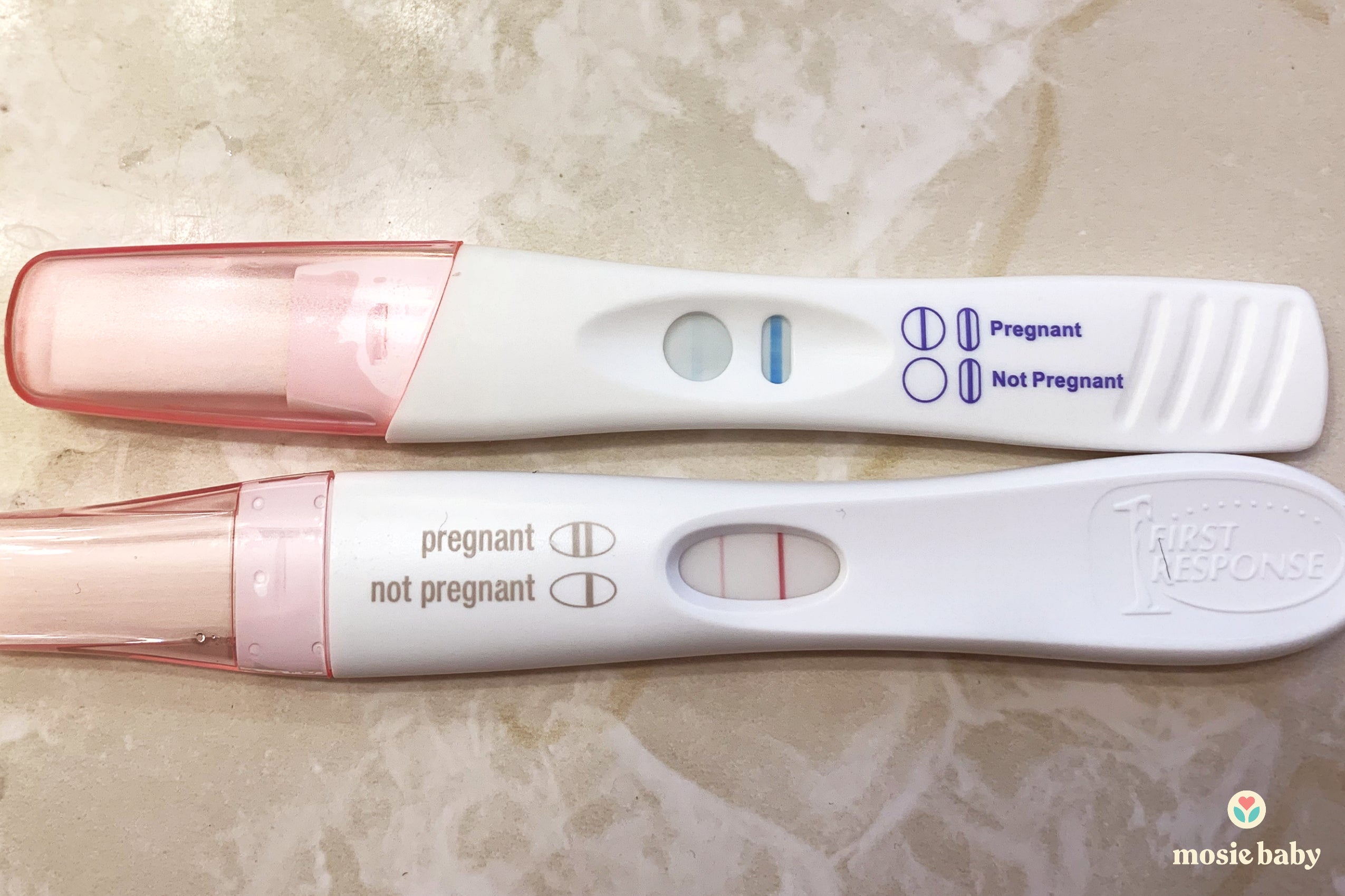 two positive pregnancy tests from a mosie user