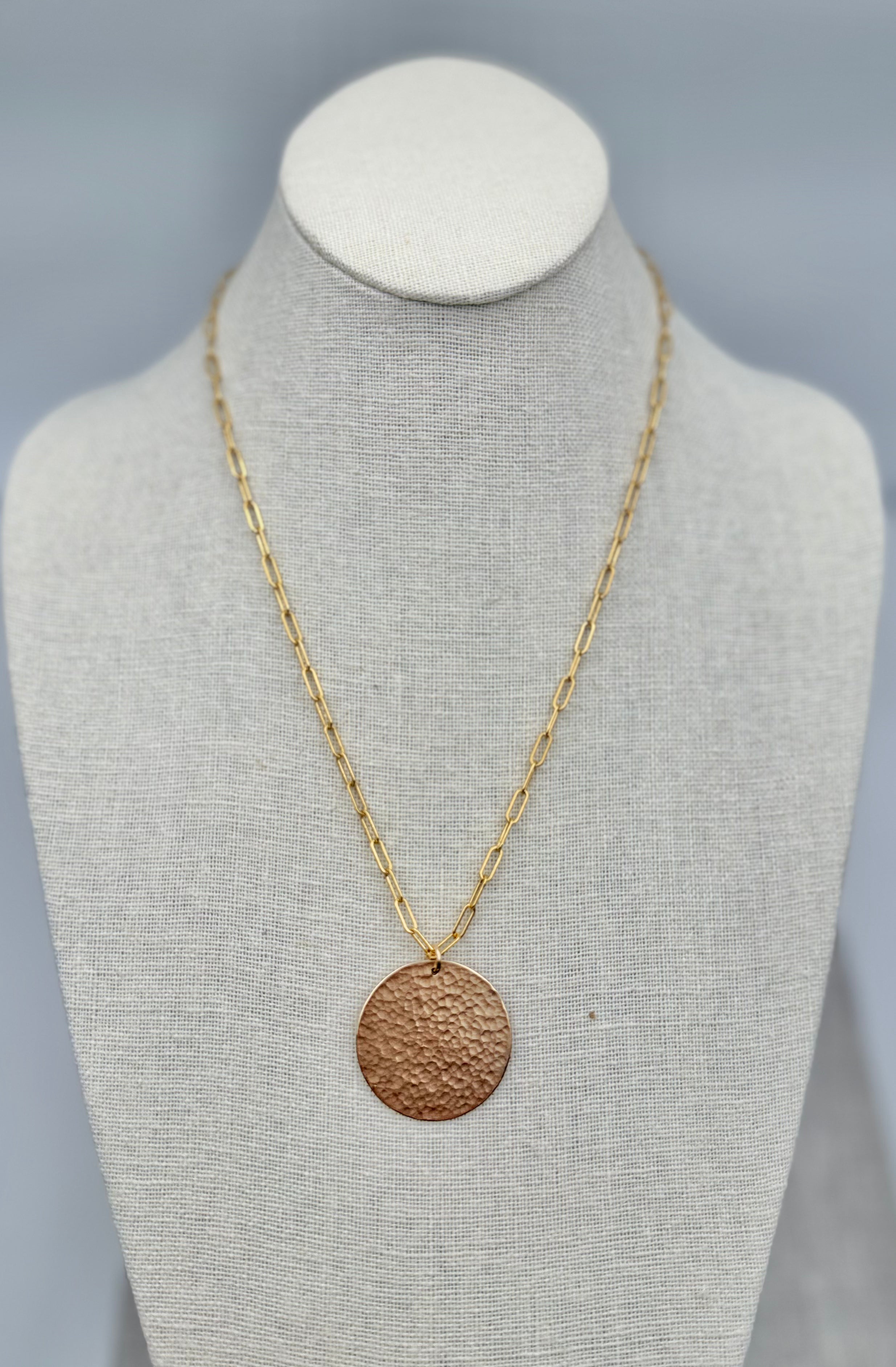 Gemma Hammered Disc Necklace