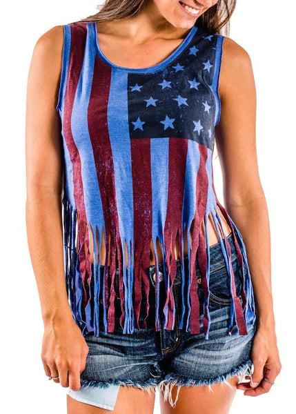 Ladies Shredded American Flag Tank Top – United Tees