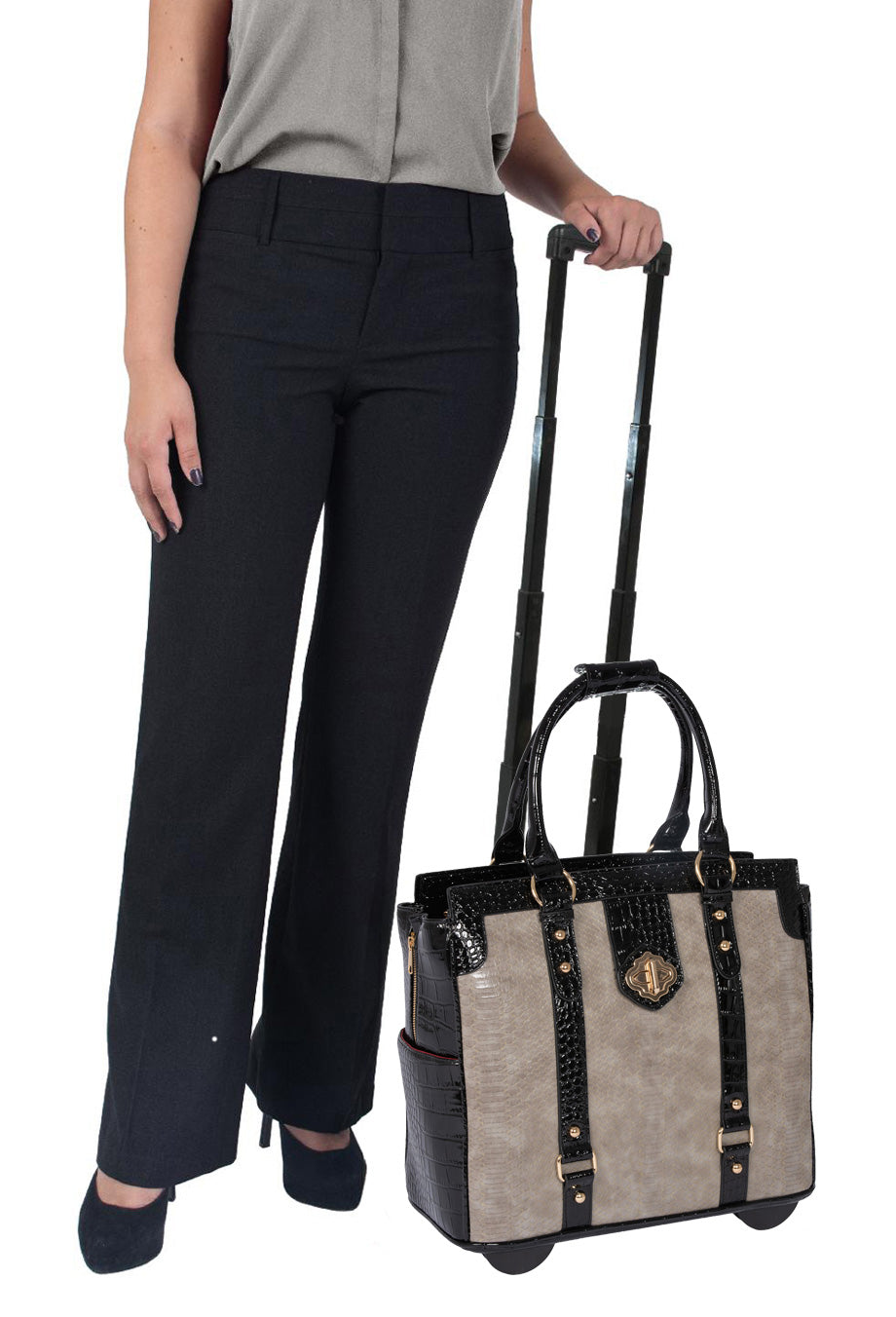 PARISIAN Python & Alligator Rolling Laptop Carryall Bag, JKM and Company -  Custom Rolling Handbags