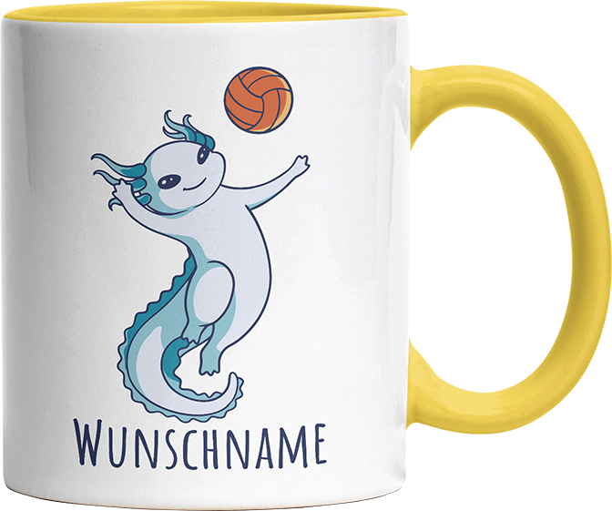 Axolotl Volleyball Kaffee Personalisierbar Name Witzige Hellgelb Tasse kaufen Geschenk