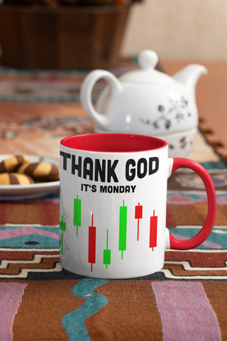 Thank God It's Monday Two Tone Coffee Mug for Day Traders