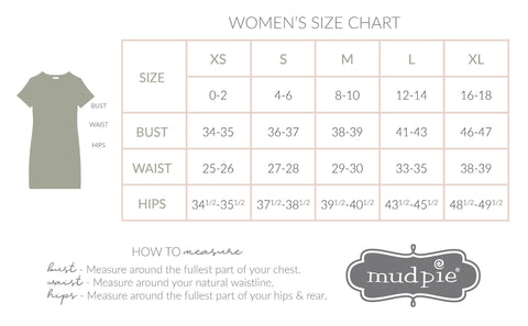 mud pie size chart