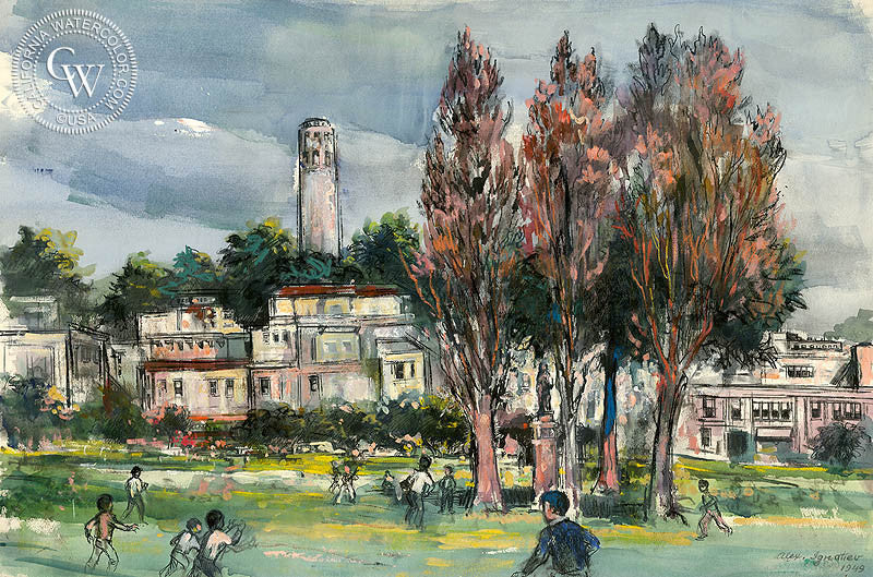 Park In North Beach San Francisco 1949 Art By Alex Ignatiev California Watercolor