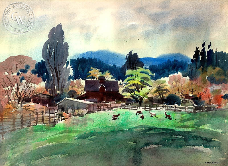 The Corral, art by Art Riley – California Watercolor