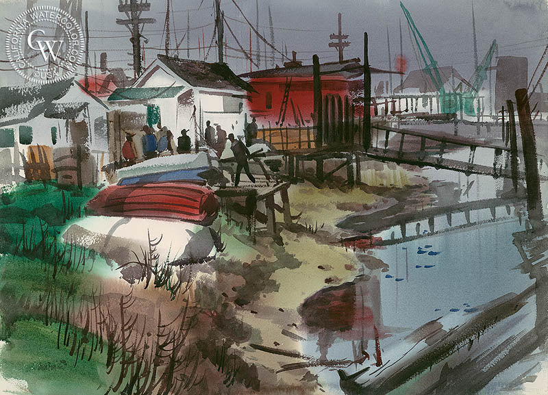 Fisherman's Galley, c. 1960s, painting by Fon – California Watercolor