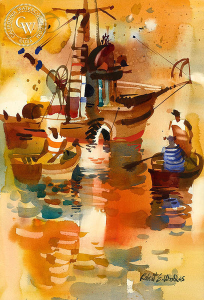 Net Dory's, 1965, a watercolor painting by Robert E. Wood 