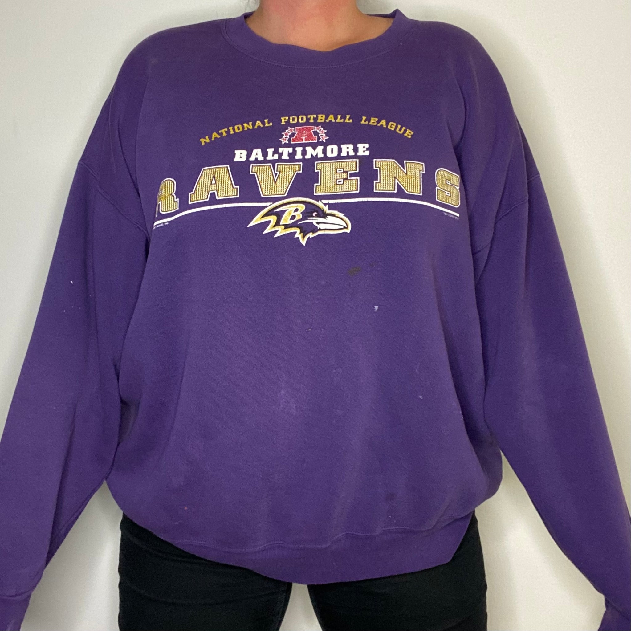 Baltimore Ravens Neutral Colour Wordmark Crew Sweatshirt - Mens