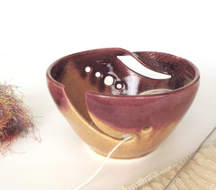 Autumn Gold yarn bowl blueroompottery