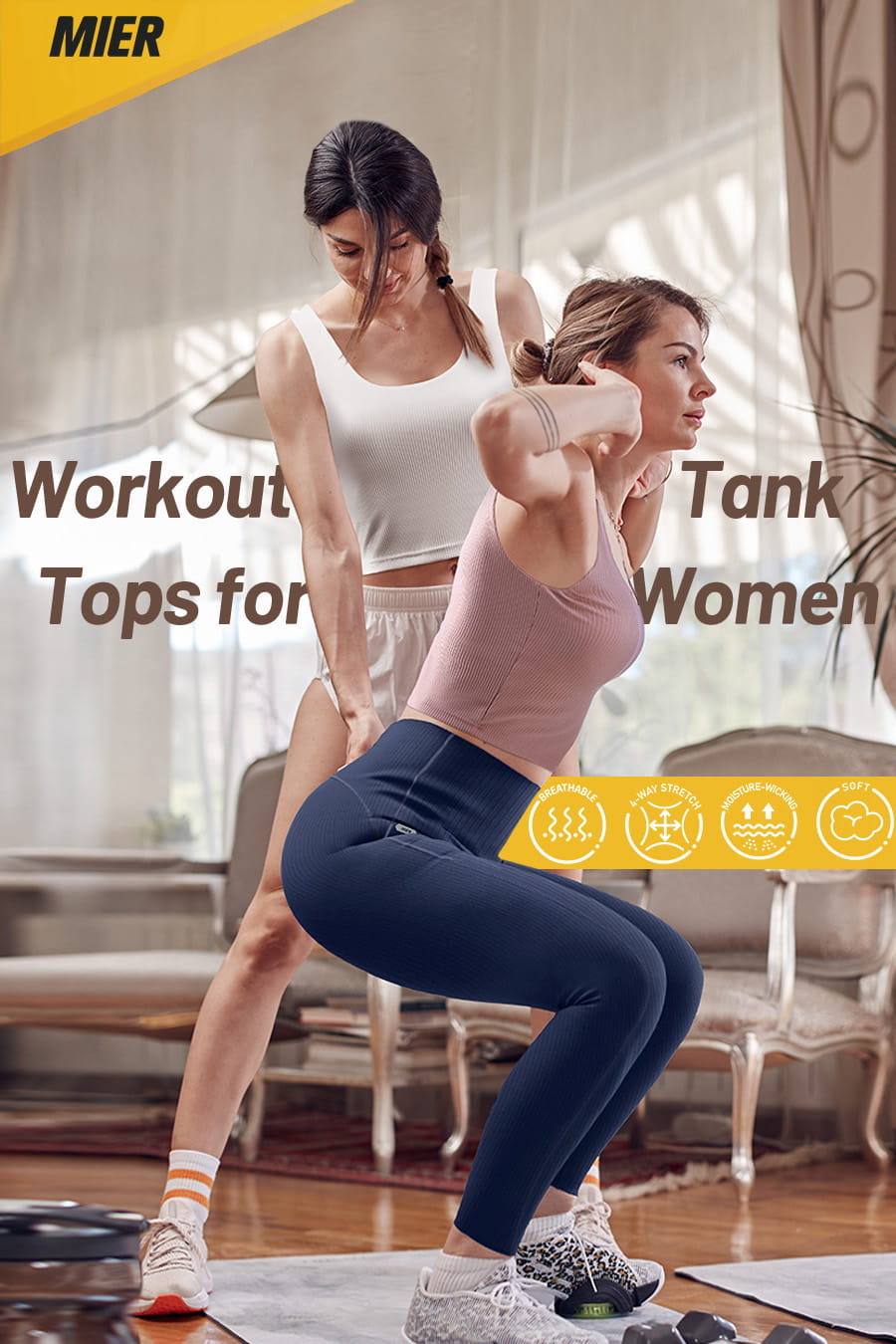 MIER Women's Crop Tank Sports Bra Padded Athletic Yoga Top