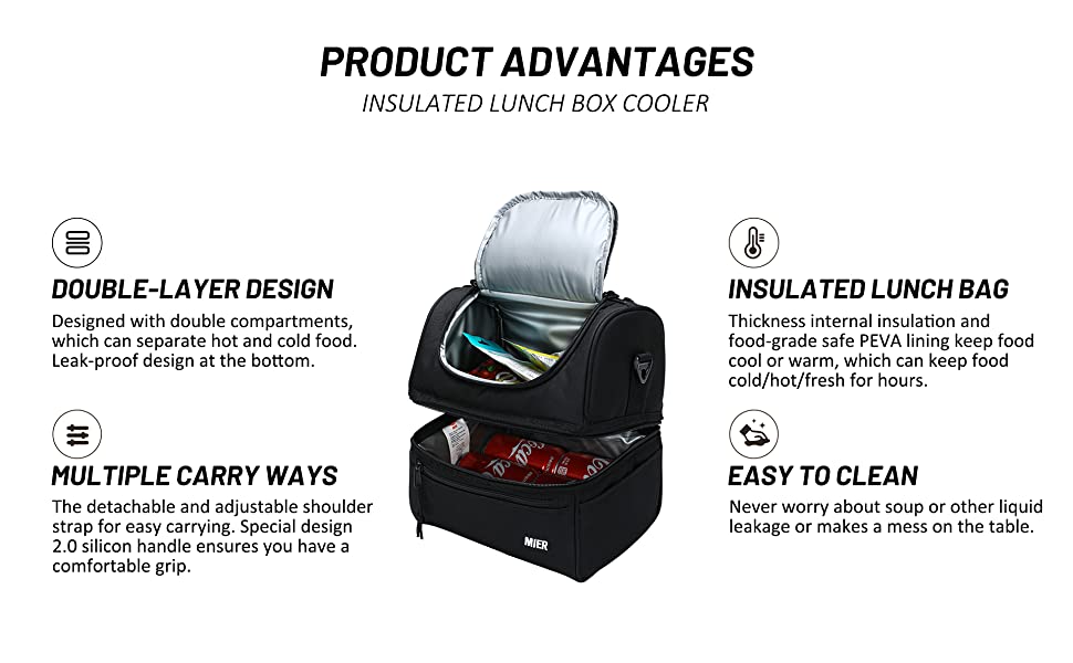 Lunch Bag Food Thermal Box Durable Waterproof Office Cooler - Temu