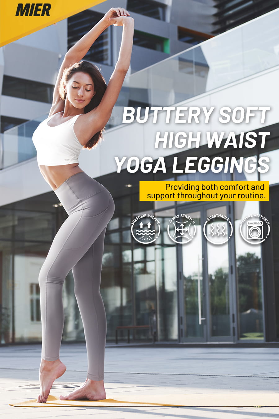 ZZAL High-Waisted Leggings, Yoga Trousers with High Waist and Pockets,  4-Way Stretch Training with Yoga Leggings (Size: XL, Colour: Grey Blue) :  : Fashion