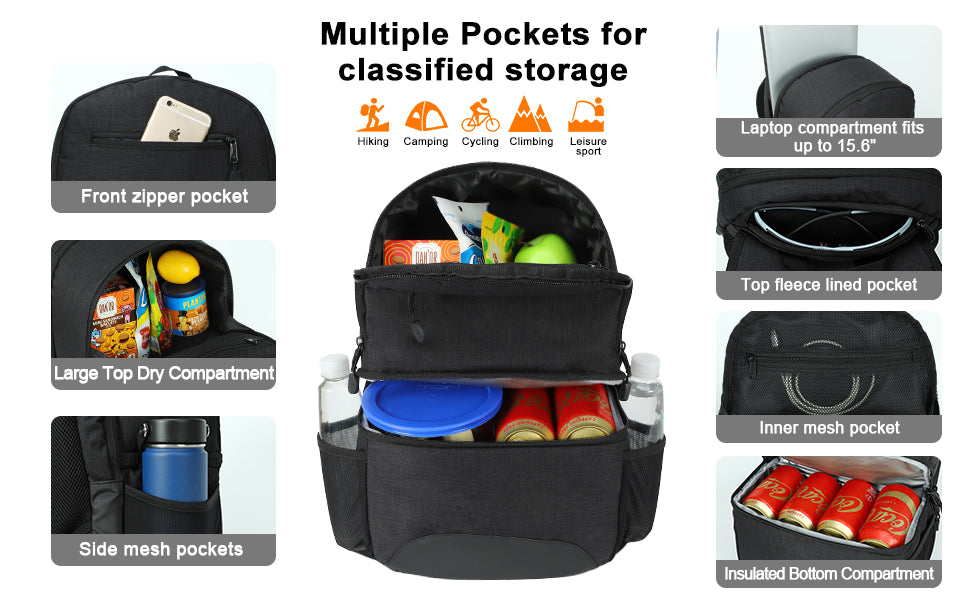 main compartment opens almost the entire width of the backpack, UhfmrShops