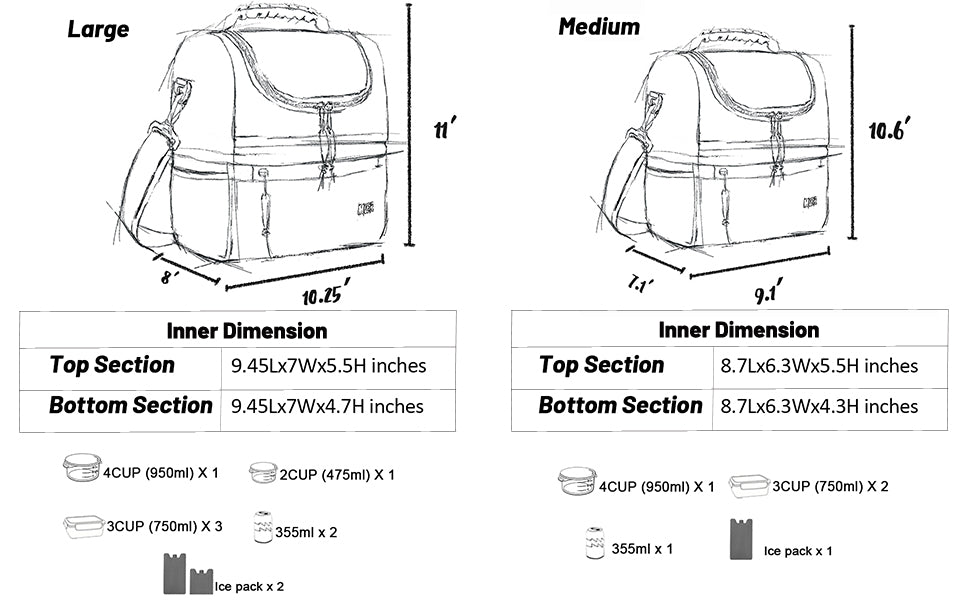 MIER Lunchbox für Erwachsene, isolierte Lunchtasche, große Kühltasche