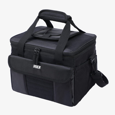 MIER Large Insulated Lunch Bag Cooler Tote Dual Compartment, Black