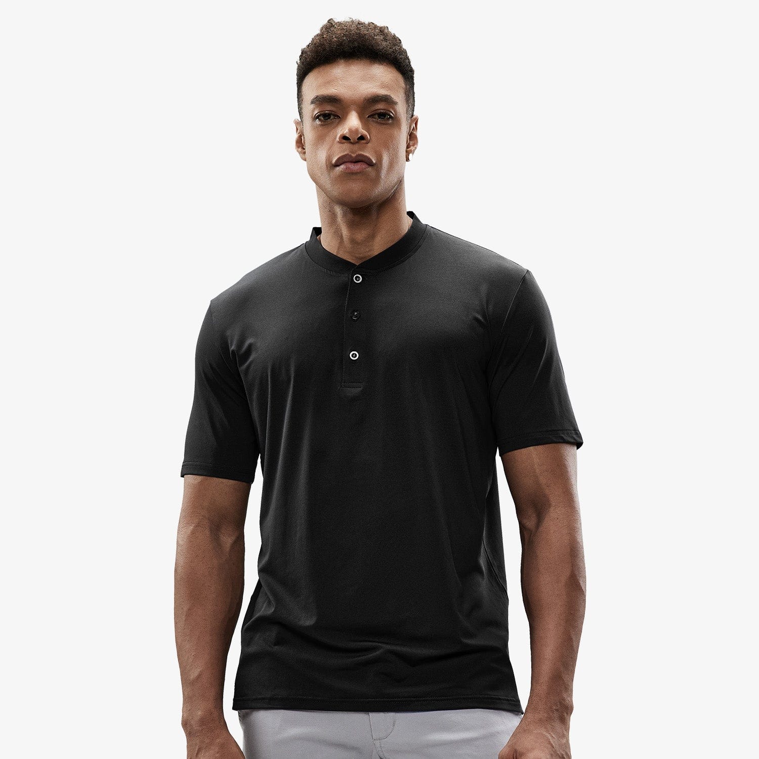 MIER Men Henley Quick Dry Collarless Tee Shirts