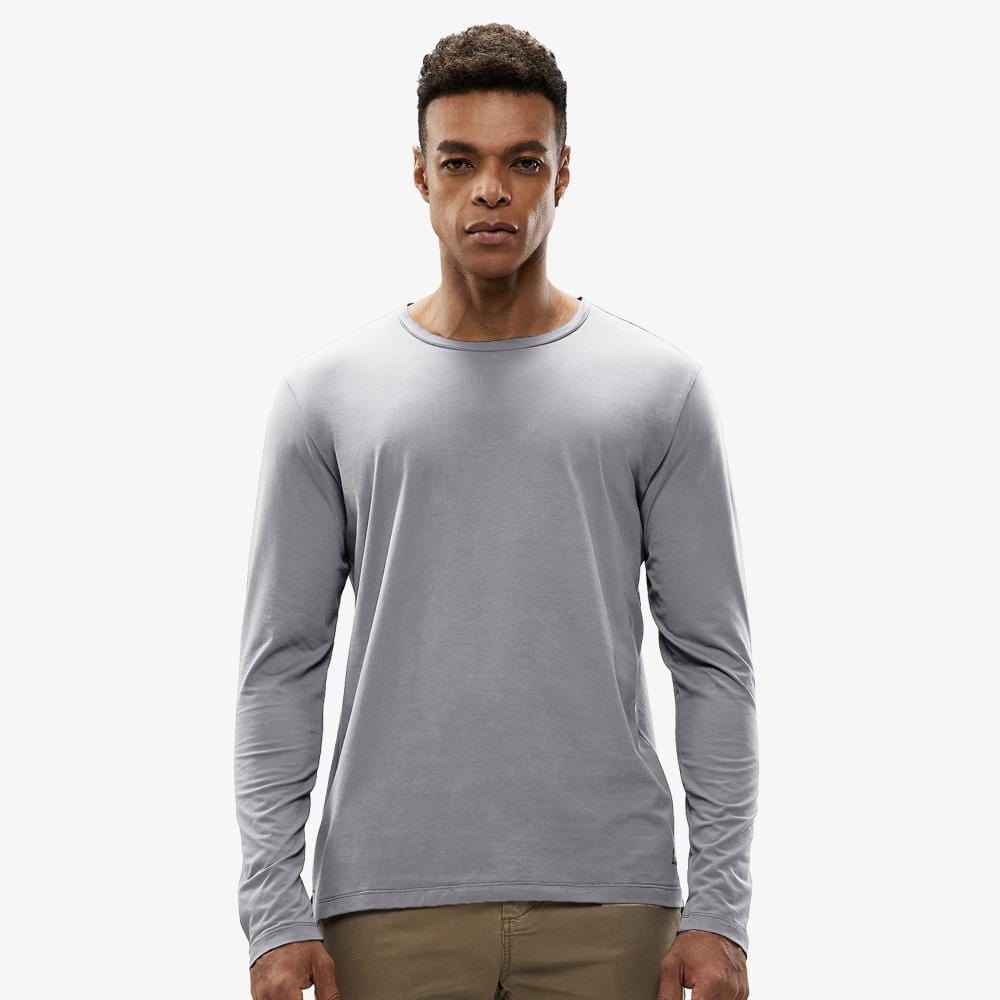 Men Long Sleeve Cotton Crew Casual