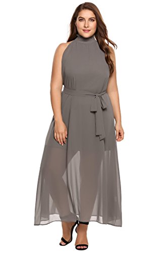 Zeagoo Womens Plus Size  Chiffon Sleeveless Maxi Formal  