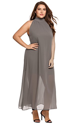 Zeagoo Womens Plus  Size  Chiffon Sleeveless Maxi Formal  