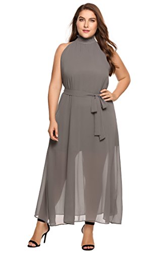 Zeagoo Womens Plus Size  Chiffon Sleeveless Maxi Formal  