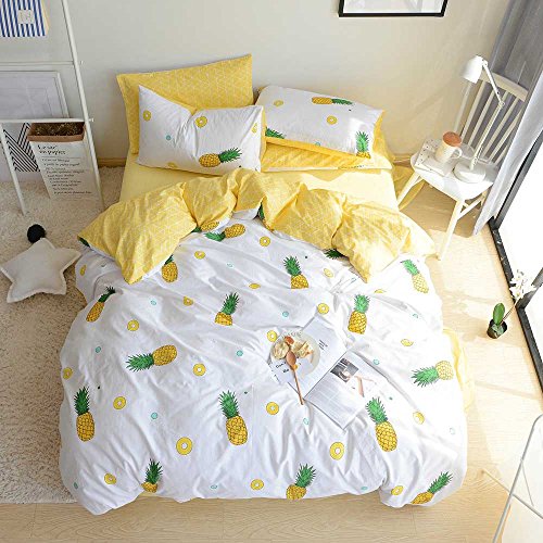 Bulutu Pineapple Pattern 3 Pieces Cotton Bedding Sets Twin Cream