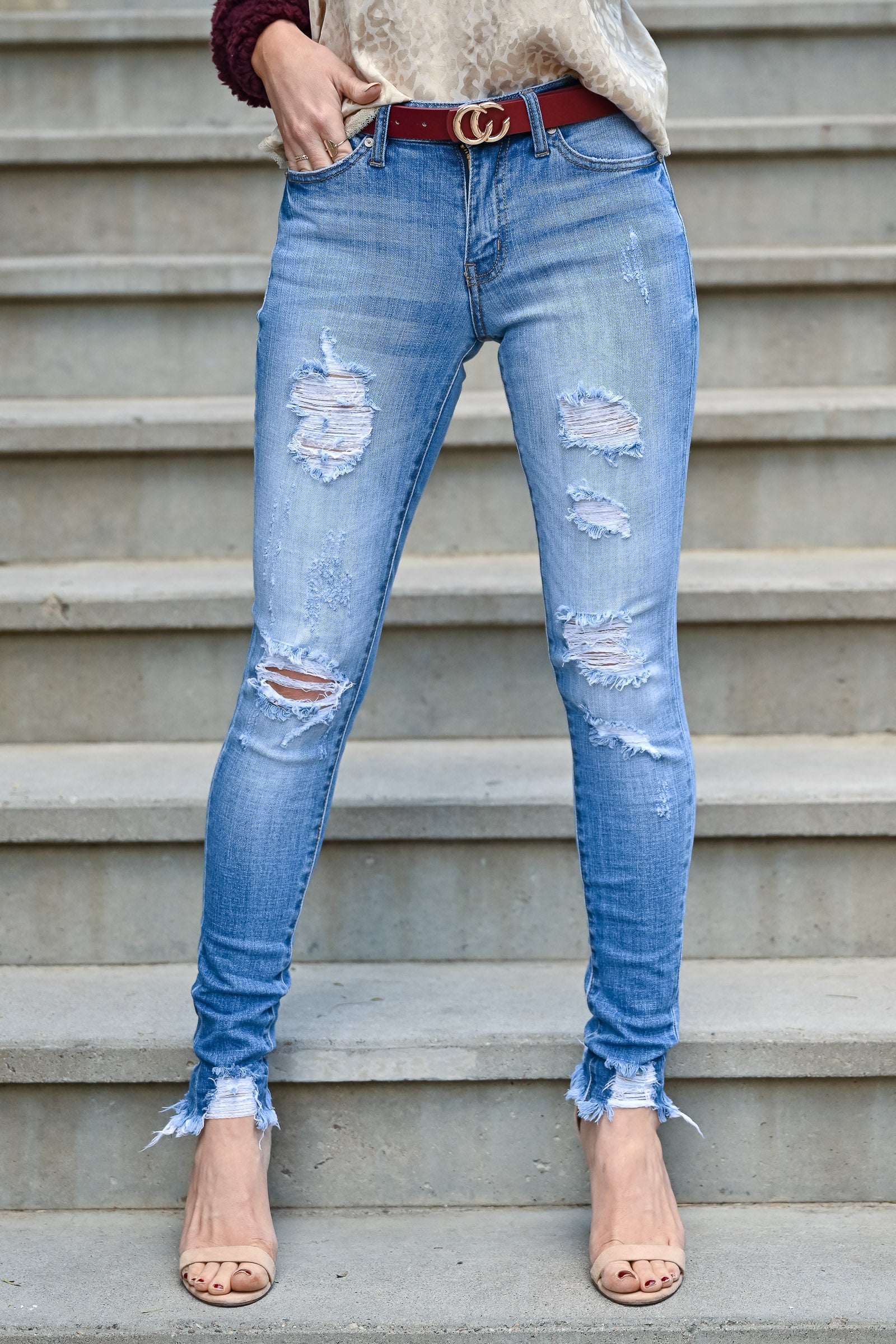 kancan frayed jeans