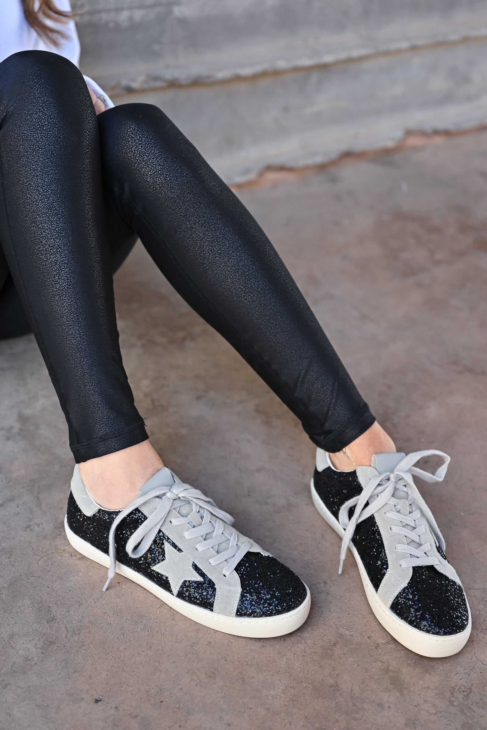 black glitter sneakers for ladies