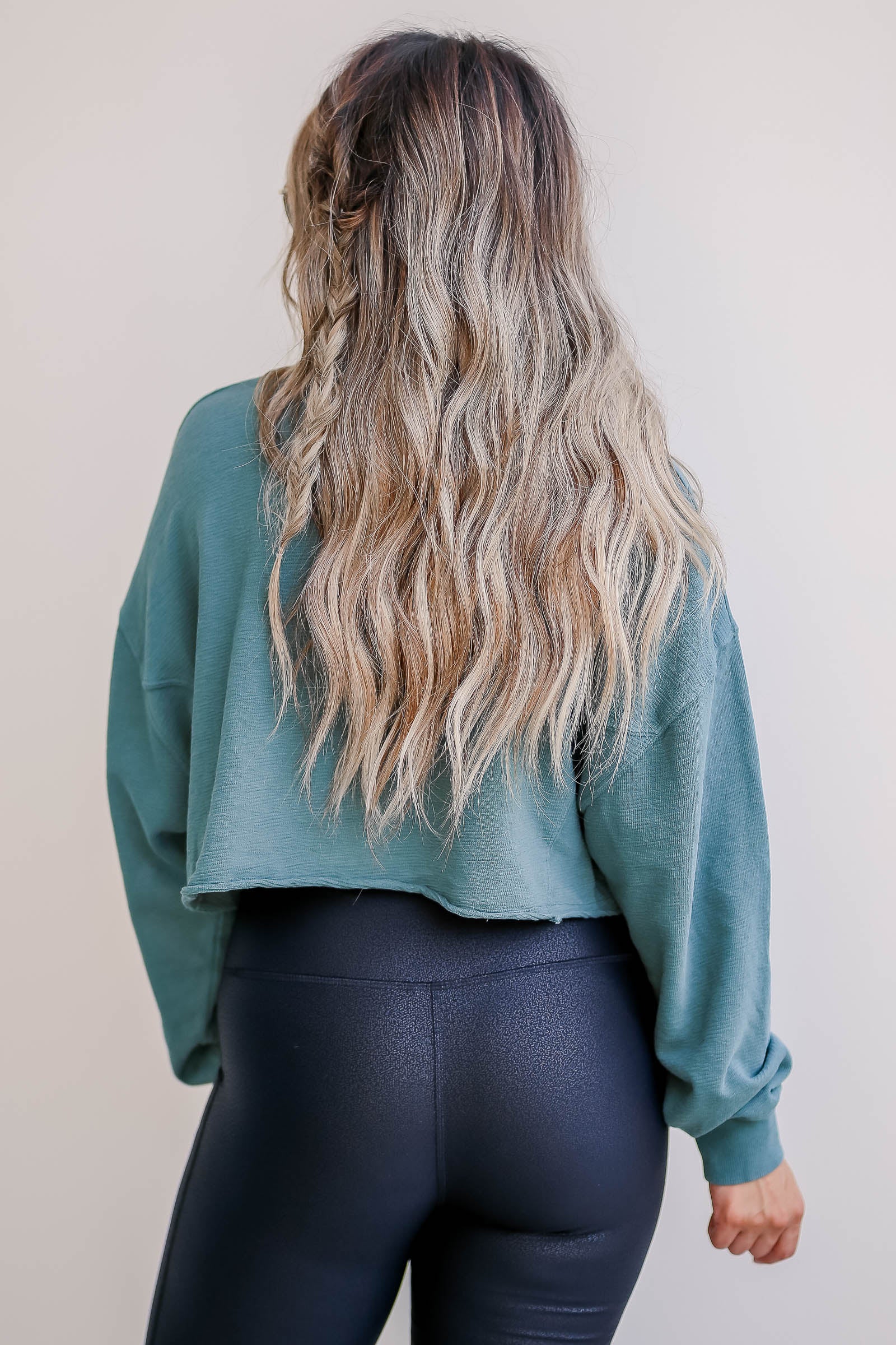 Follow the Flow Cropped Pullover - Teal