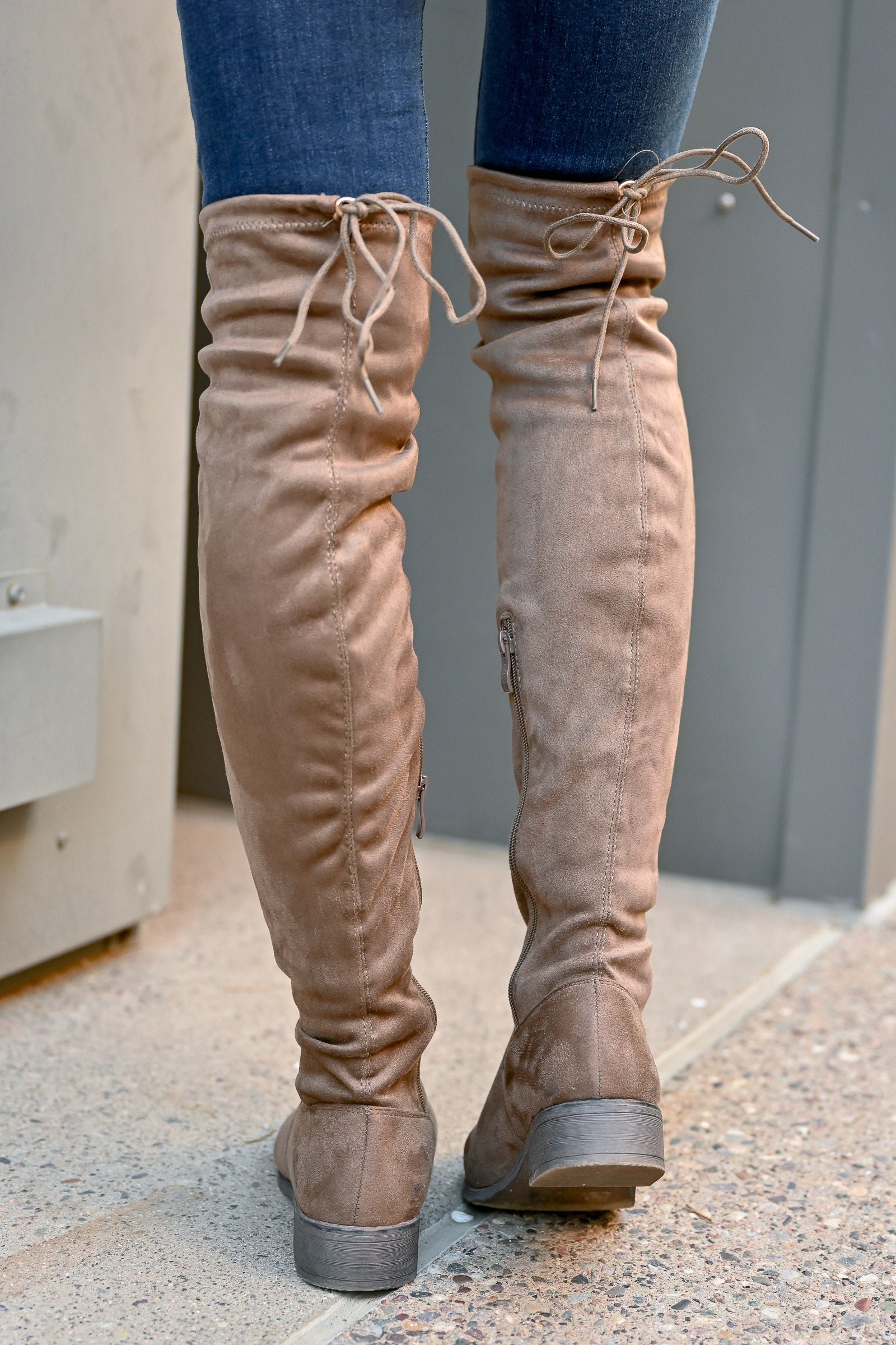 Gabby Over The Knee Boots - Taupe 