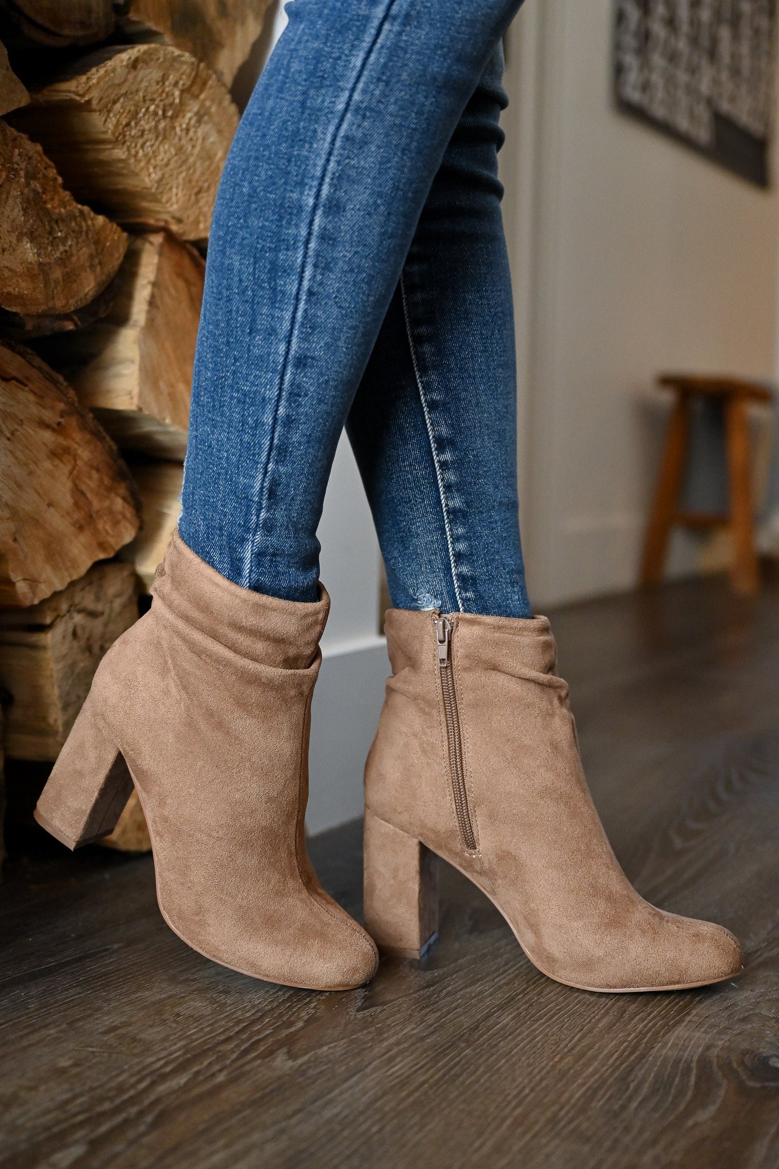 Annie Slouchy Ankle Booties - Taupe 