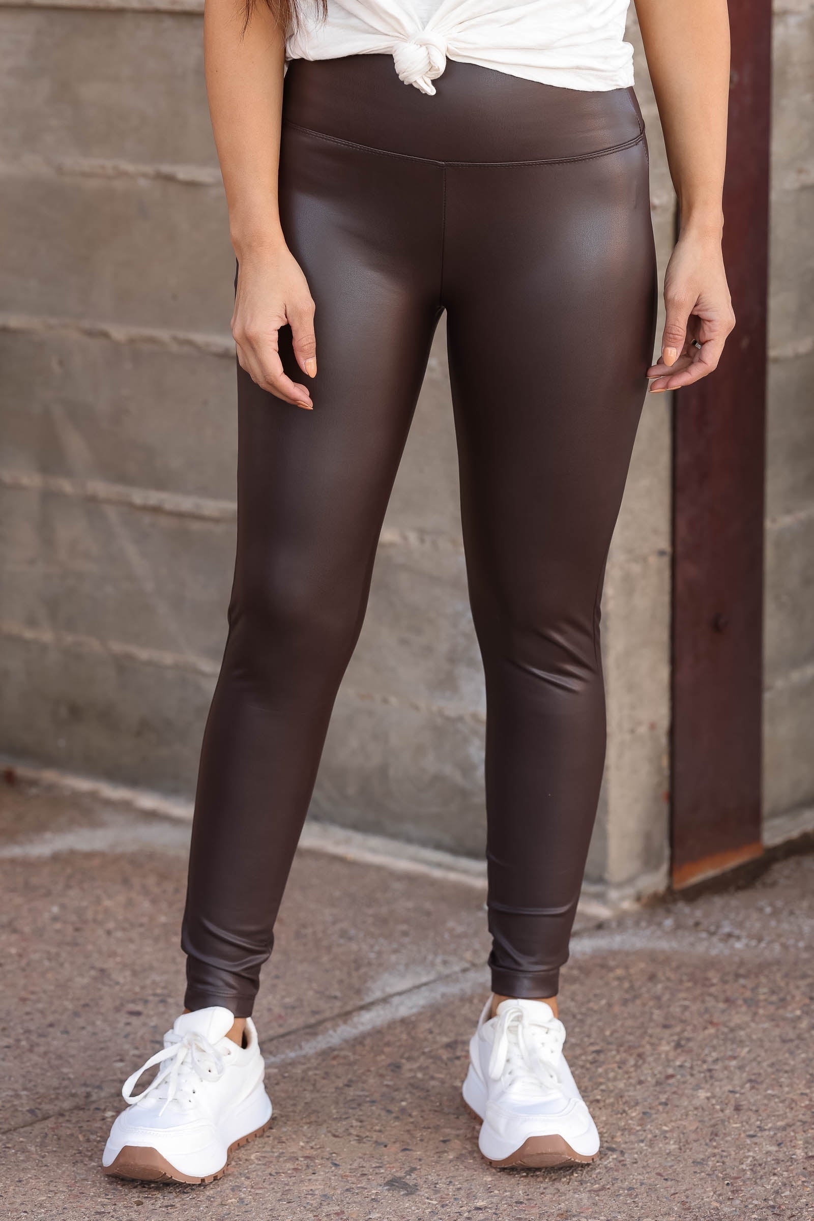 Obsessed with these new vegan leather leggings from @honeylove use