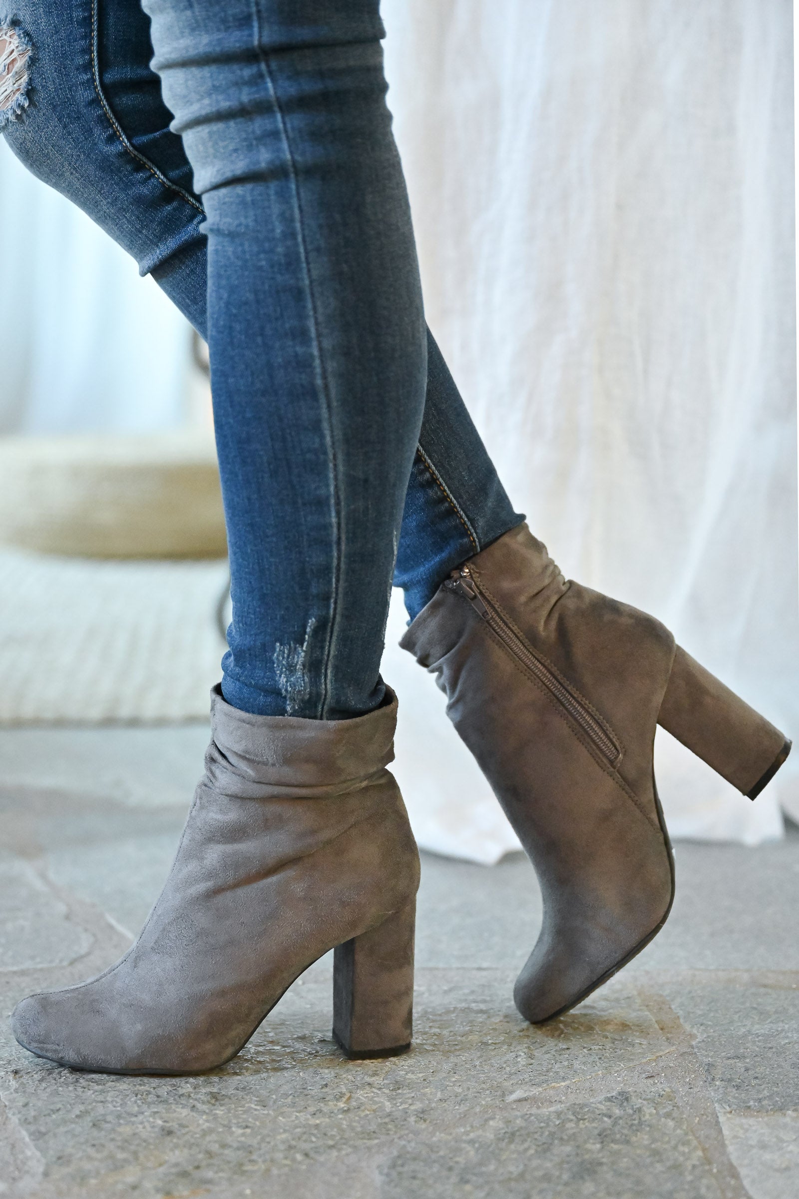 grey slouchy boots