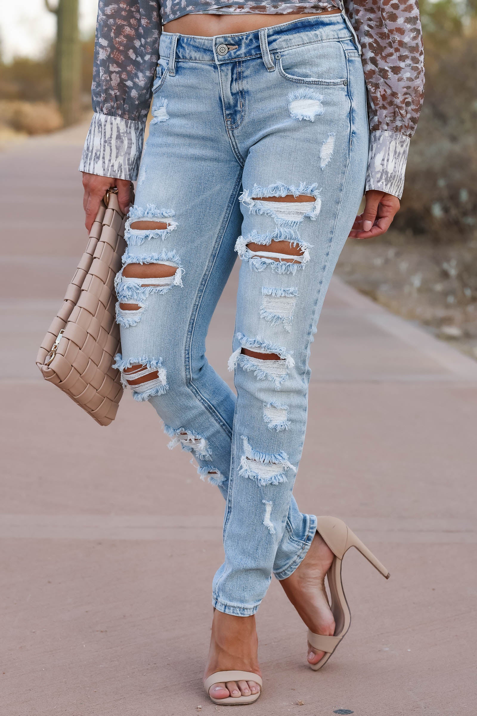 light wash destroyed jeans womens