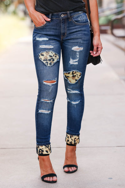 leopard print kancan jeans