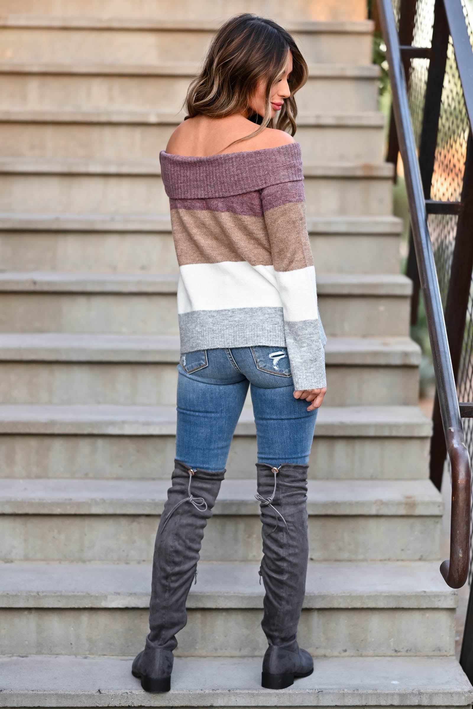 women's gray over the knee boots
